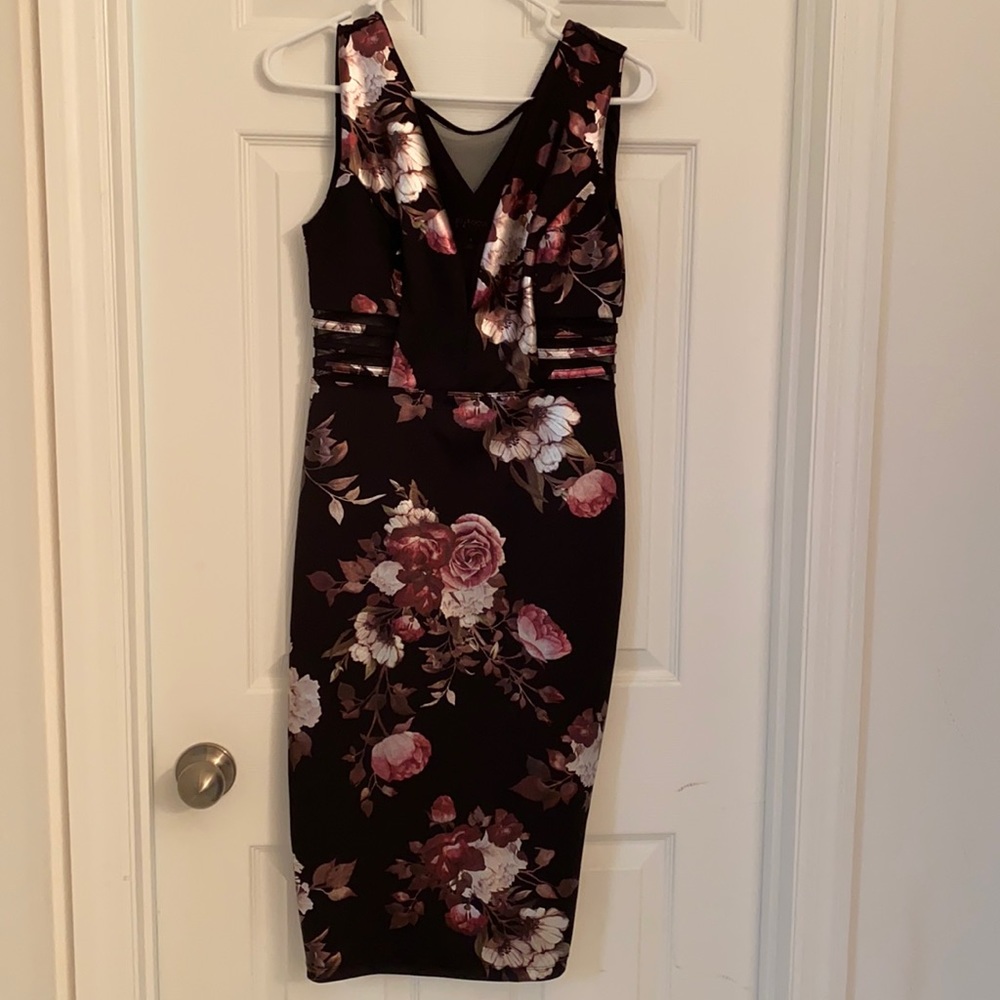 Black Floral Midi Dress